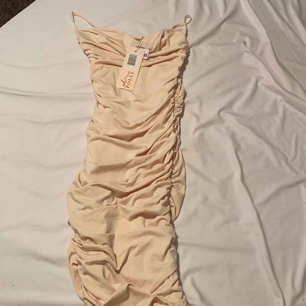 Princess Polly cream spaghetti strap dress